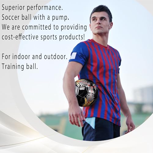 Image of Senston Soccer Ball for Kids and Adult Training Ball Black Size 5 Official Match Football Balls with Pump | Hard-wearing Durable PVC, All-Weather, Fade-resistant, Anti-deform, Good Air Retention, Easy Clean, Training Match