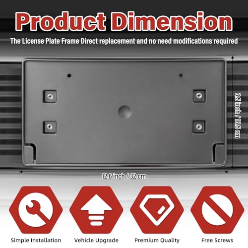 Image of License Plate Bracket Accessories for Jeep Wrangler JL JLU 2018-2024, Gladiator JT 2020-2024, Front Bumper License Plate Holder Replacement Frame Black Mount, Fit Plastic Bumper