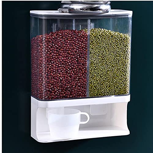 Rijstdispenser verzegelde graanvoeding container wandgemonteerde opslag met deksel vochtbestendig huishoudelijke graan… - Image 6