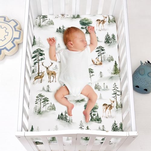 Image of PHF 3 Pack Soft Mini Crib Sheets, Woodland Silky Pack N Play Sheets for Baby Boys Girls Neutral, Universal Fit for Pack N Play, Playard, Portable and Mini Crib Mattresses, Woodland