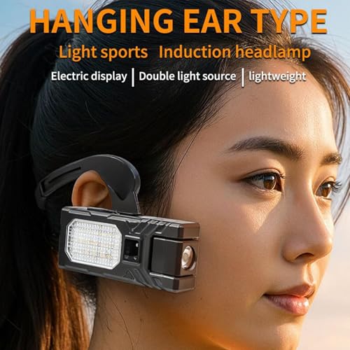 Linterna frontal recargable sobre la oreja con batería de 1200 mAh para camping 4