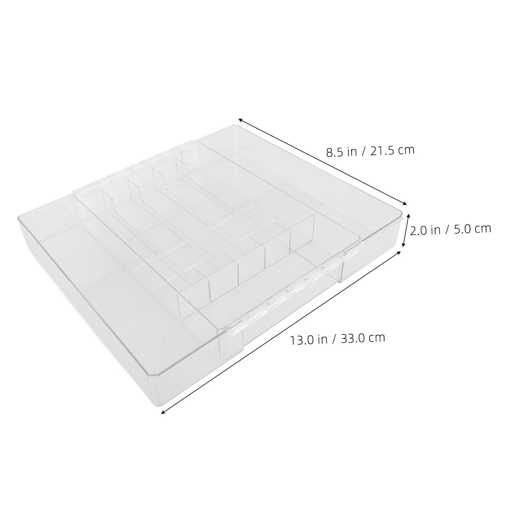 NUOBESTY Ausziehbarer Acryl Besteckkasten Erweiterbarer Küchenutensilien Organizer mit Mehreren Fächern Transparent für Küchenschubladen und Arbeitsplatten