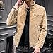 Mens Warm Winter Denim Jacket Stand Collar Fleece Lined Trucker Jackets Fashion Vintage Distressed Motorcycle Coat (Khaki-2,Medium)