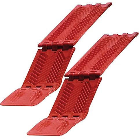 Maxsa 20025 Compact Folding Traction Mat for All Weather Vehicle Extraction (Set of 2), Red Cover