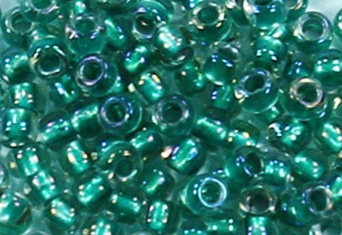 8/0 Round TOHO Japanese Glass Seed Beads # 264-Rainbow Crystal/Teal Lined 15g