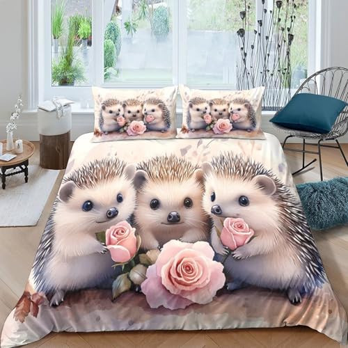 Housse de couette herisson fermeture eclair anti plis douce