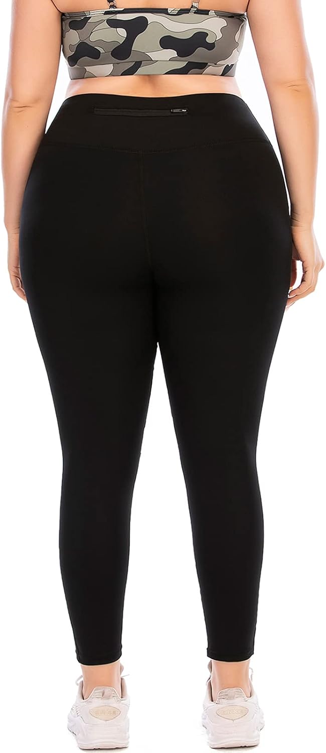 Plus Size Mesh Leggings for Women with Pockets, L-5XL High Waist Yoga Pants Tummy Control, Butter Soft Workout Leggings Black-2 3X-Large Plus image 7 of 7 B096HH85KL