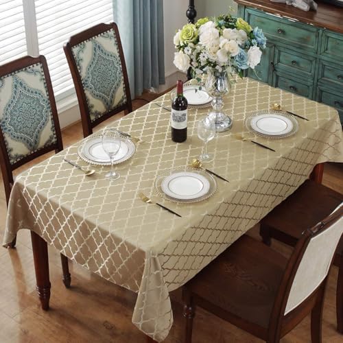 SASTYBALE Tablecloth Rectangle Jacquard, Gold, 60' x 84'