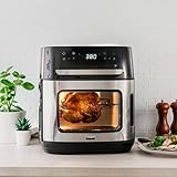 BELLAS PRO 12.6-qt. Air Fryer Pizza Oven with Rotisserie - Non-Toxic Glass Basket, Stainless Steel Interior, 10-in-1 Countertop Kitchen Appliance, Easy Clean BPA-Free Design