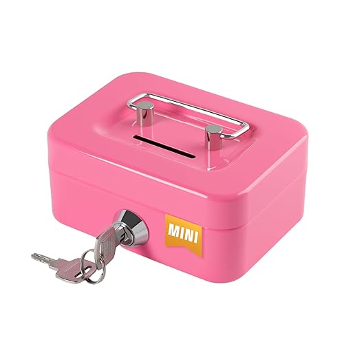 Cash Box with Lock Small Cute Coin Lock Box with