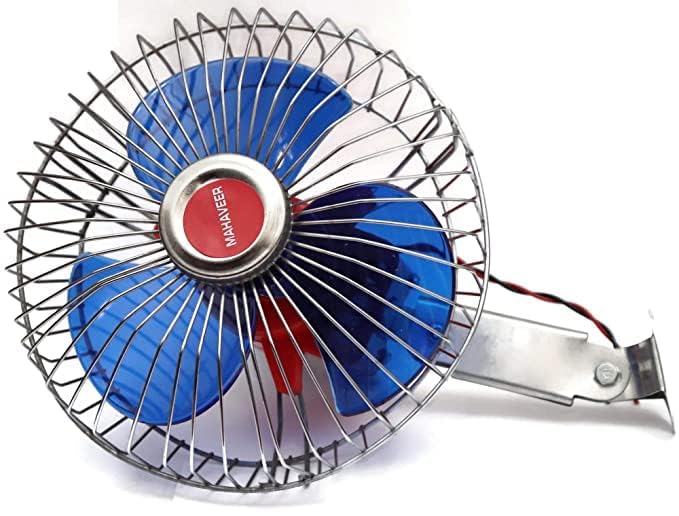 SPElectron 6 inches 12 Volt DC Oscillating automotive CAR Fan, Multicolored