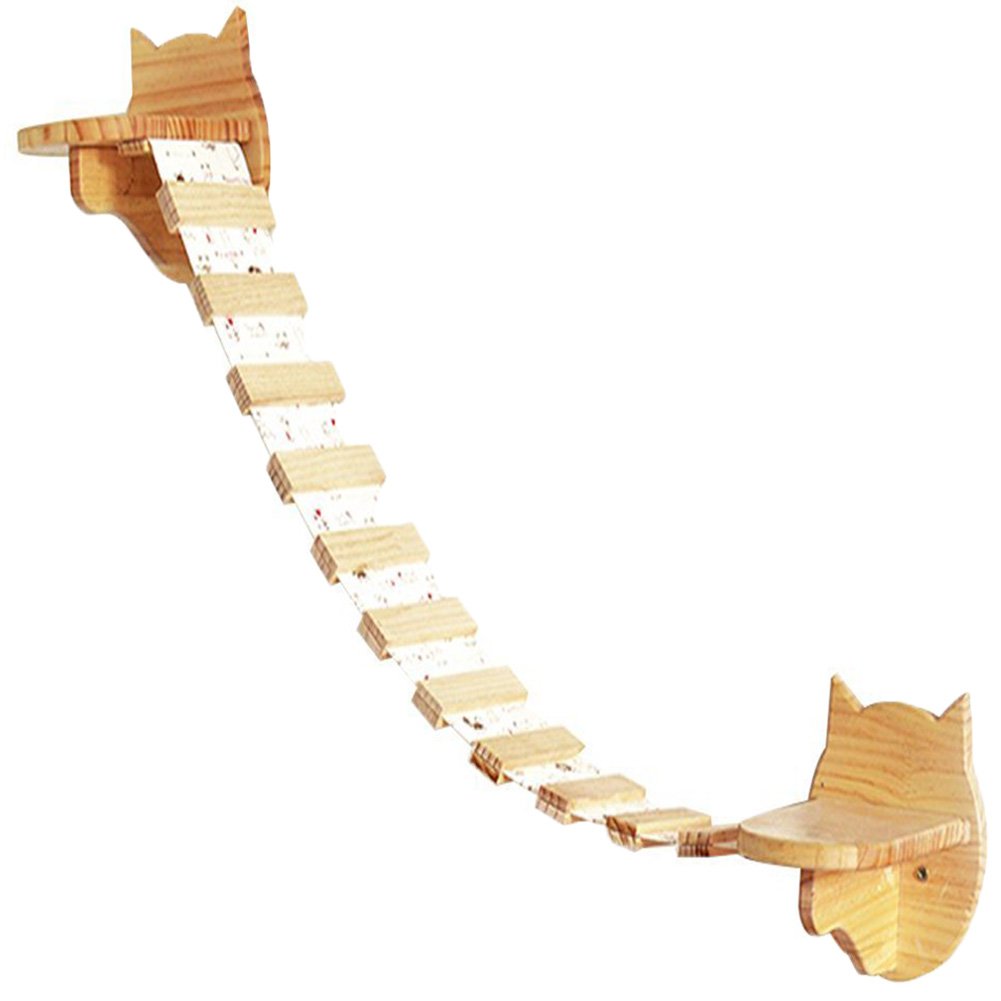 Da Jia Inc 2 Small Wooden Cat Step Cloud Shelves with 31.5"L Raceway Wall Mounted Cat Perches Kitten Climbers