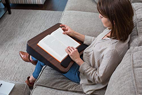 Sofia + Sam Multi Tasking Lap Desk with Memory Foam Cushion | Wrist Rest Cushion | Fits Laptops Up to 17\" | Portable Laptop and Book Stand | Black | Wood Top | Work from Home