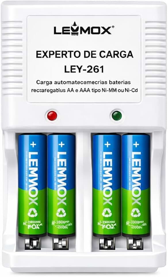 Carregador de Pilhas LEY-261, Bivolt Automático 110V/220V, para AA, AAA e 9V, 3 em 1, Compacto