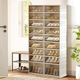 ELPHECO Organizador de zapatos grande de 9 niveles, zapatero plegable con puertas dobles para entrada
