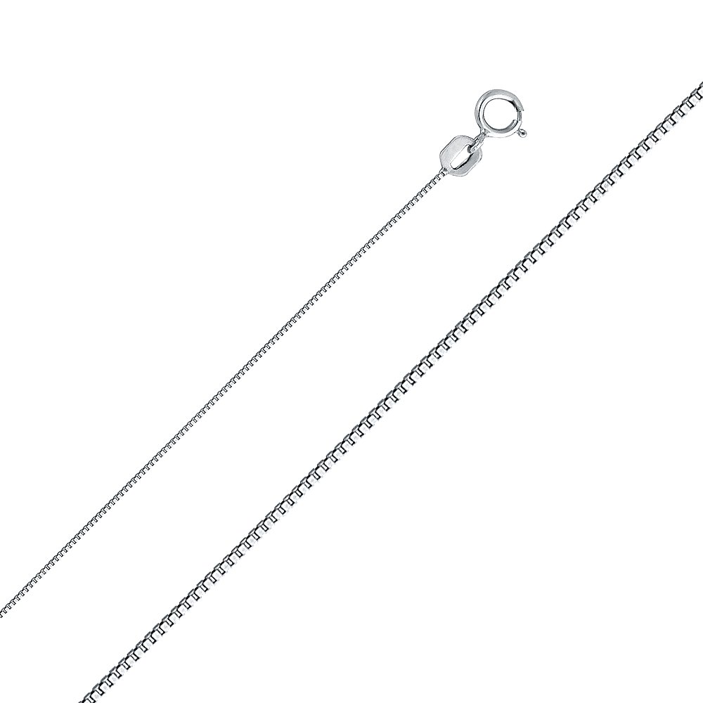 Ioka 14K Solid White Gold 0.5mm Box Chain Necklace