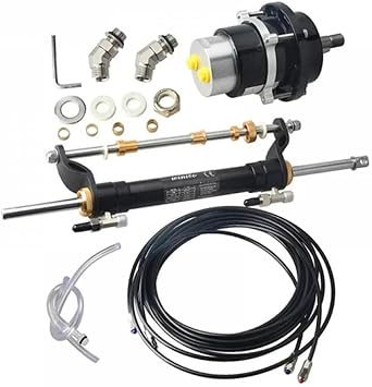 Marine Steering System Outboard Hydraulic Steering Kit With Cylinder Helm Pump For Boat Engines To 90HP Includes 20 Feet Hoses Compatibility