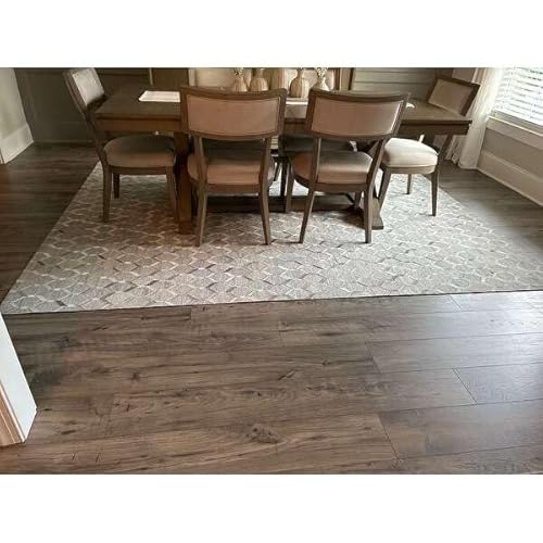 Alfombra geométrica de piel de vaca sintética | Alfombra de cuero antideslizante para sala de estar, dormitorio y decoración del hogar | Elegante alfombra duradera (gris oscuro, 4 x 6)