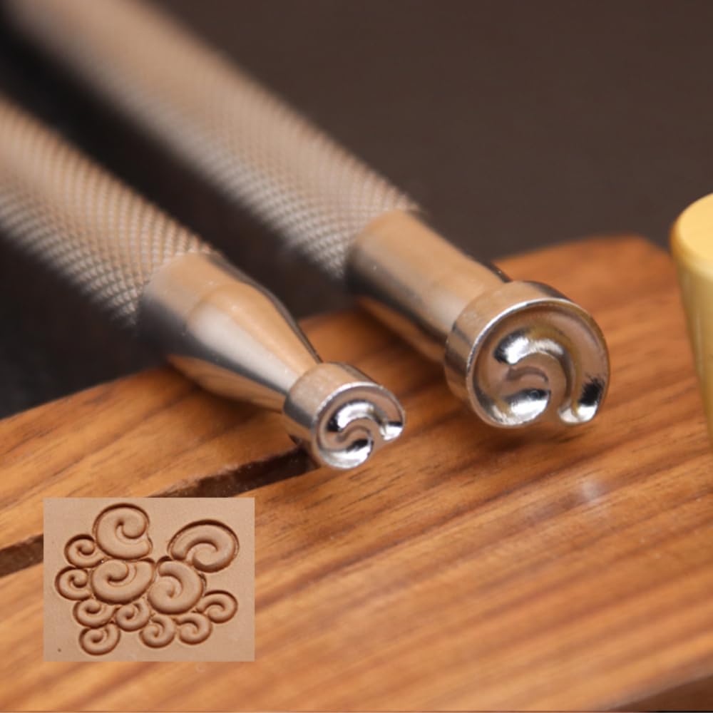 3PCS 304 Stainless Steel Leather Engraving Punch Tool, Polished Thumbprint P-Type, DIY Leather Punch Tool for Stamping Jobs, Craft Engraving Tool (Stamp-Right)