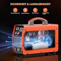 WIG Schweißgerät AC DC 230V 200A Inverter Schweissgerät IGBT Puls Aluminium Schweißgerät 7 in 1 Elektroden Schweißgerät mit Digitaler LED Anzeige und WP26 WIG Brenner Zur Edelstahl Aluminium – Ansicht 5