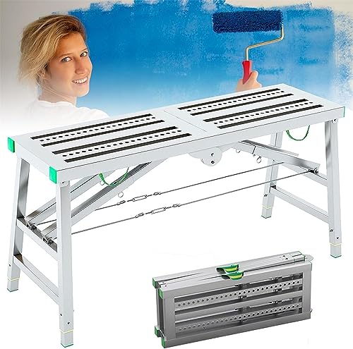 XCHSXYL Andamio portátil Plegable con Plataforma, Escalera de Tijera, Banco portátil Resistente para Paneles de Yeso con pies Antideslizantes, Equipo de andamio Multiusos, escale