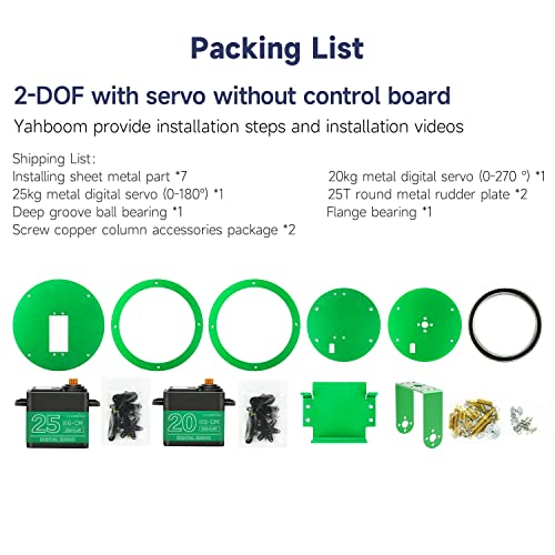 Image of Yahboom 2-DOF Servo Pan-Tilt Kit for DIY Robot, Electric Platform with Metal Servo, Accessories for Camera or Robot Arms Bracket (2DOF Metal servo Without Control Board)