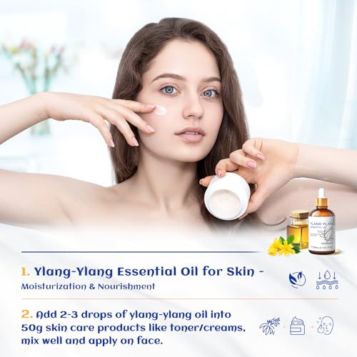 Image of HIQILI Ylang-Ylang Essential Oil for Diffuser, Aromatherapy, DIY Perfumes | Long-Lasting Exotic Floral Scent for Home, Living Spaces & Massage - 30mL / 1.01 fl oz