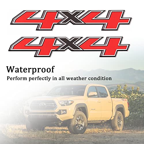 Image of 4X4 Car Decal Stickers 2Pcs, Auto Decoration Accessories Emblem Replacements Fit Ford F-150 F-250 F-350 Tacoma Tundra Ram Silverado Truck Pickup SUV, with Squeegee 1Pcs, Black-and-Red