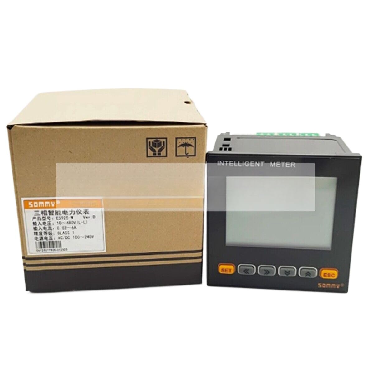 ES925-W three-phase power meter can measure 28 electrical parameters on LCD display