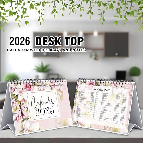 Image of Trueflair 2026 Floral Desk Calendar l 12 Months l Includes notes section l 170 gsm l Planning, Tracking & Scheduling l Black Wiro