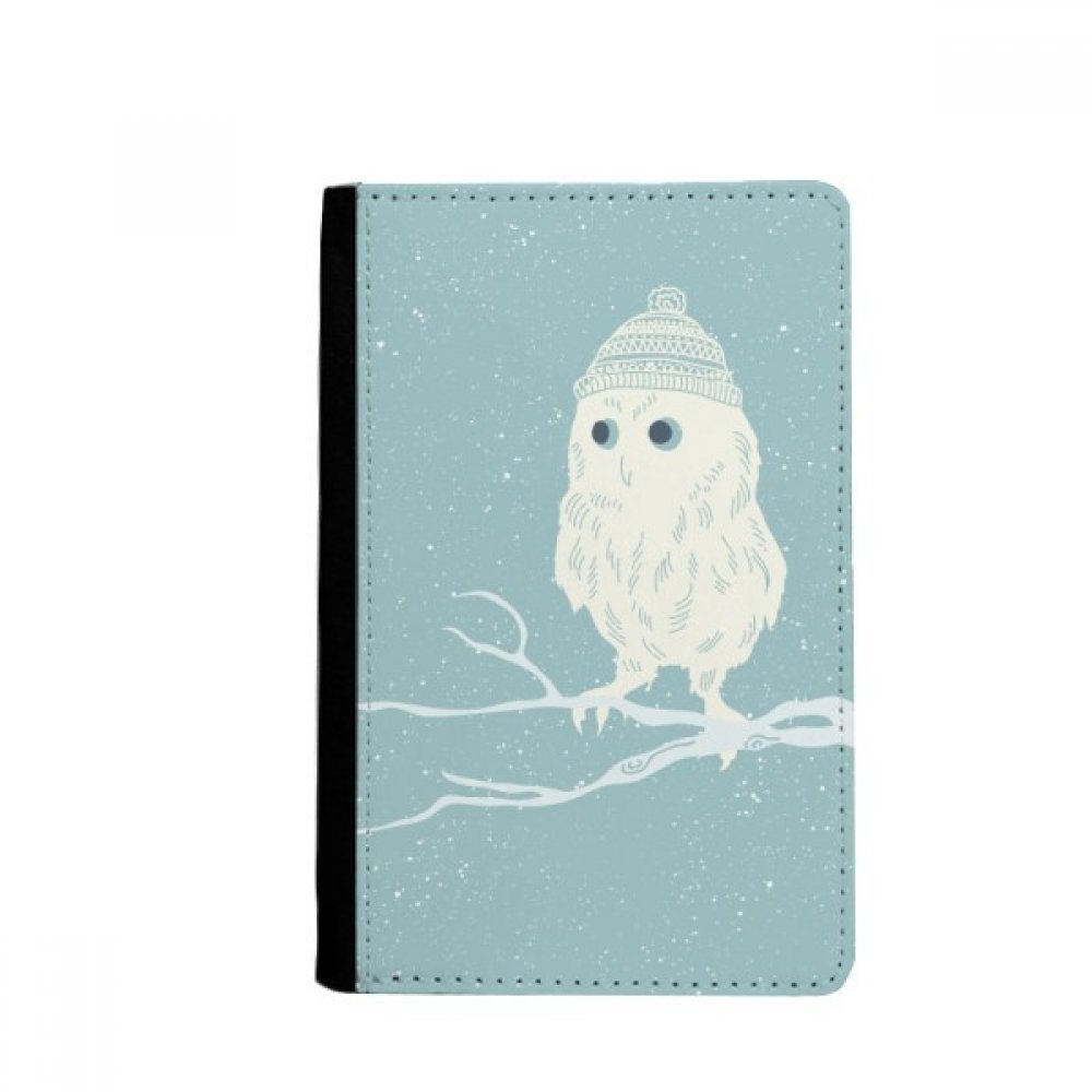 Freehand Sketch Owl Head Passport Holder Travel Wallet Cover Case Card Purse