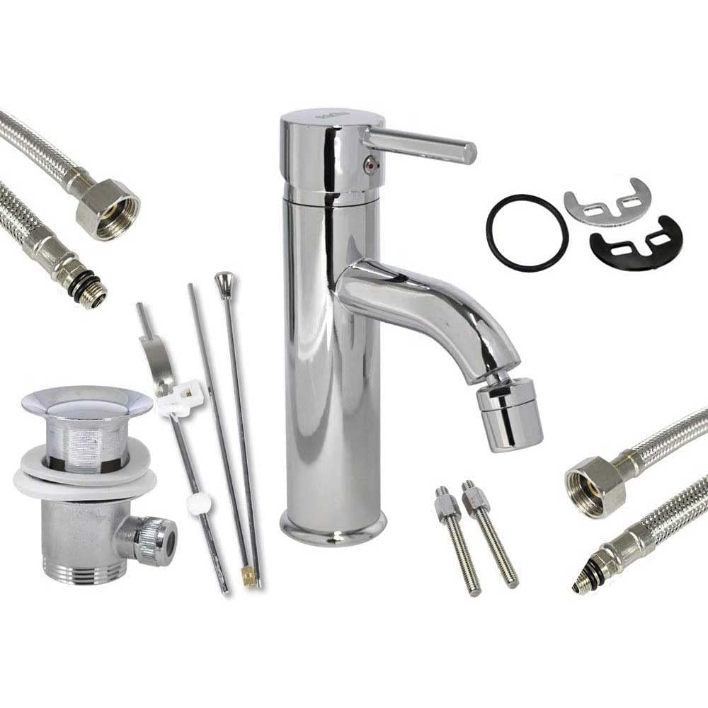 Vetrineinrete® Rubinetto bidet moderno con beccuccio orientabile miscelatore monocomando ottone cromato 69014 D1