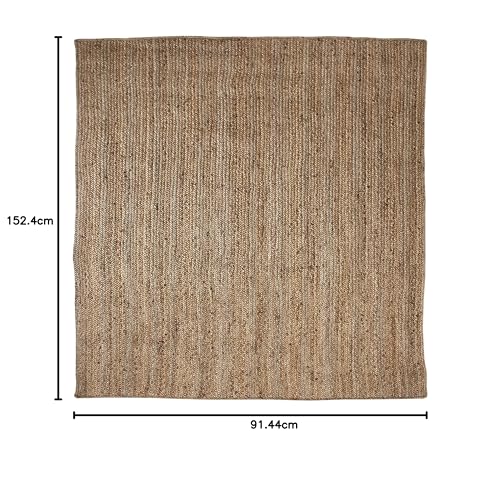 Signature Loom Natural Jute Area Rug (3x5 ft) - Farmhouse, Handcrafted, Soft, Comfortable, Durable, Stain Resistant, Solid, Indoor, Living Room