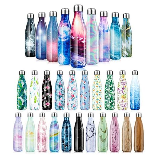Botella de Agua de acero inoxidable sin BPA-500/750/1000 ml Botella Termica aisladas al vacío Botellas de doble pared reutilizable Mantiene bebidas 24h frías y 12h Calientes para Viaje, Deporte