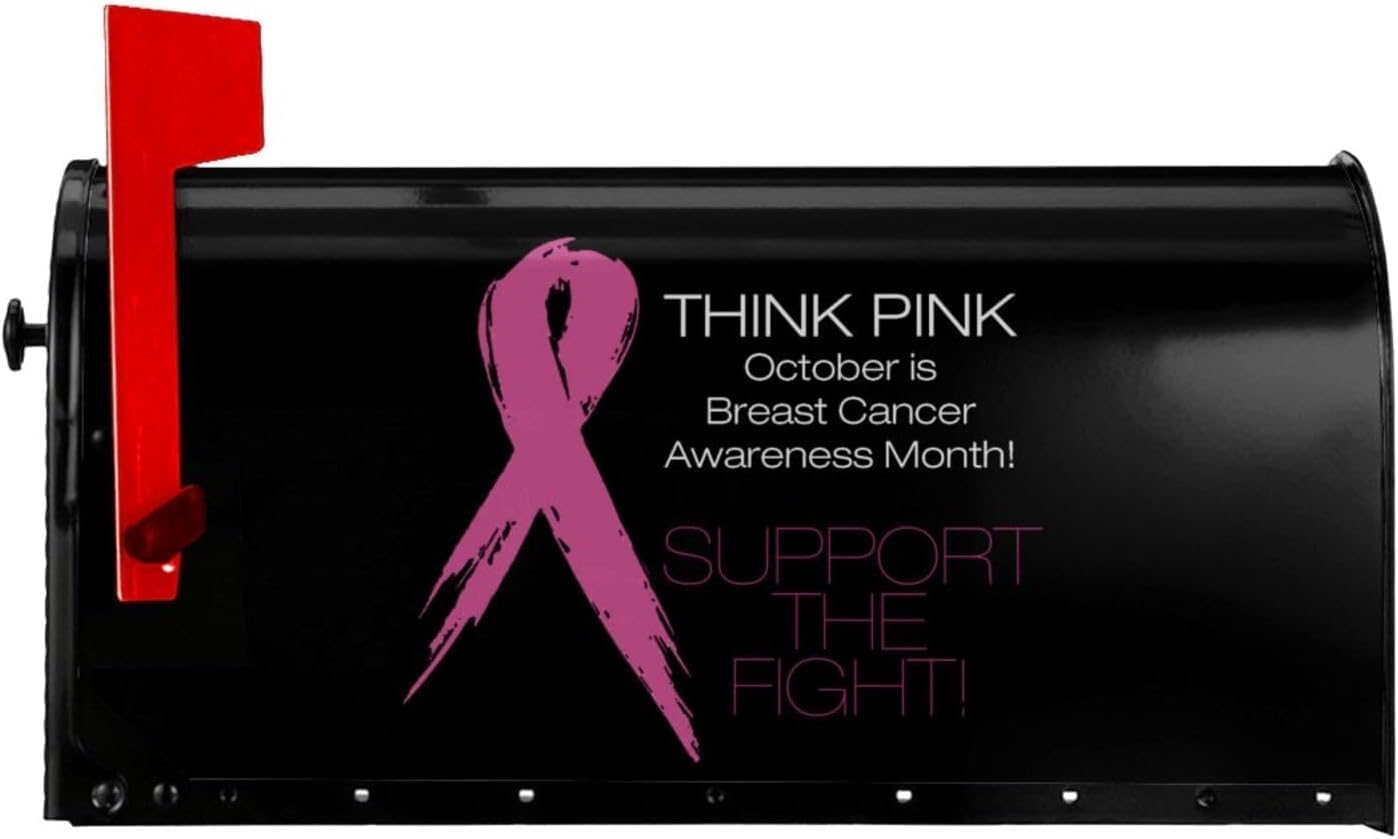 Fight Breast Cancer Awareness Magnetic Waterproof Mailbox Cover Home Decoration Mailbox Cover 21x18 in
