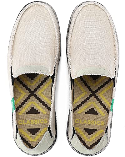 Image of VILOCY Mens Slip on Deck Shoes Casual Canvas Loafers Beach Boat Shoes Zero Drop Vintage Flat