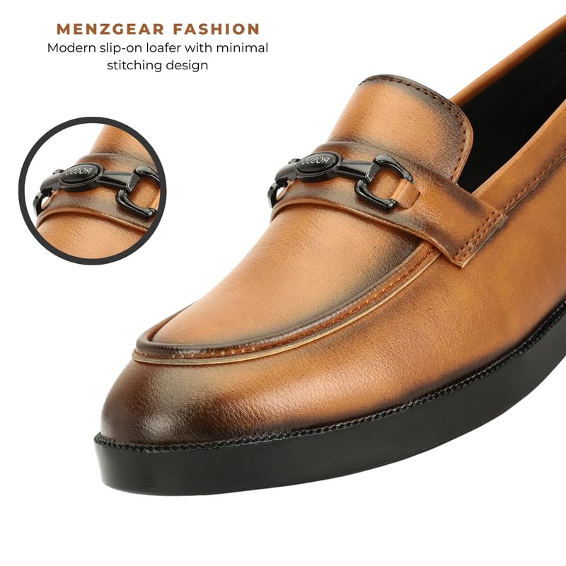 Image of Men's Chain Buckle Loafers || Premium Smooth Faux Leather Slip On || Formal Office & Casual Wear Shoes