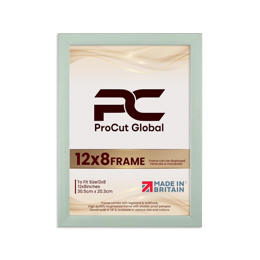 Procut Global 12X8 Green Picture Frames - Modern Wooden Photo Frame with Shatterproof Perspex for Wall or Tabletop - Perfect for Posters, Certificates, Prints - Sizes & Colors Available — image 1