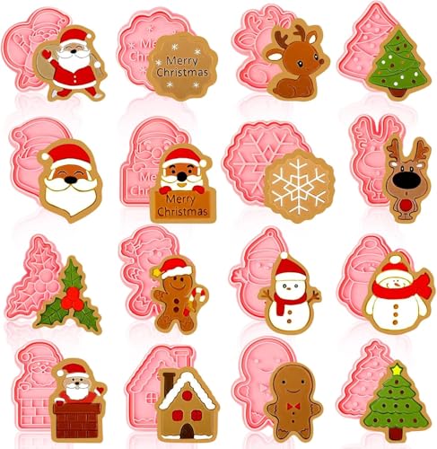 Queryifv 16 Pièce Emporte Pièces Noël, Emporte Pièces 3D en Plastique Moule Biscuit Plastique Moule à Biscuits pour Enfants Moule Cookie Pâtisserie, Pour Décoration de Fondant Cookie Gâteau