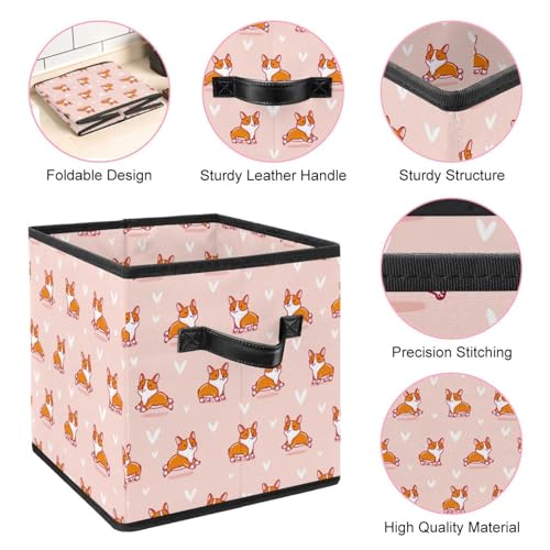 Boîte de rangement pliable motif Corgi avec poignées solides