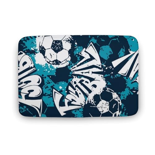 玄関マット室内 サッカー かっこいい 泥落としマット 滑り止め 50x80cm 大判 カーペット 耐摩耗性 吸水 ドアマット バスマット ふわふわ 柔らか 洗える 抗菌防臭 足拭きマット 廊下 洗面所 掃除 ラグマット オールシーズン適用 水洗い お手入れ