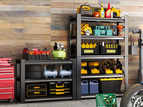 Image of Metal Garage Shelving Unit, Heavy Duty 3-Tier Adjustable Storage Rack, Steel Shelving, Industrial Shelves for Heavy Tools and Equipment (3-Tier 32 inch H x 40 inch W x 14 inch D)