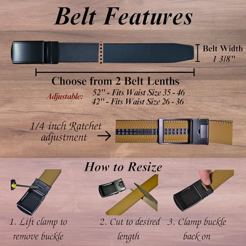 Personalized Top Grain Leather Ratchet Belt for Men, Customized Gifts for Him, Mens Adjustable Belts Leather4
