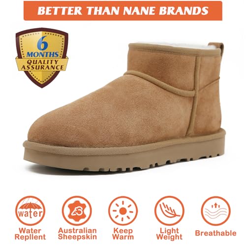 Mel&Syd 100% Australian Sheepskin Mini Boots: -22℉~59℉ Thermal Ankle Booties Daily Comfort - Waterproof Suede Breathable Winter Shoes for Professional Women Urban Commute & Office Wear3