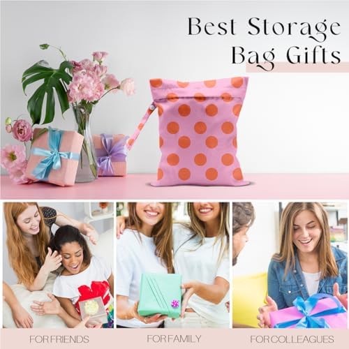 zcyxuuw Wet Bag, Wet Dry Bag, Waterproof Swim Bags, Machine Washable Reusable Bags for Beach, Pool, Diapers, and Dirty Yoga Gym Clothes(Coral Pink Polka Dot Pattern — view 5