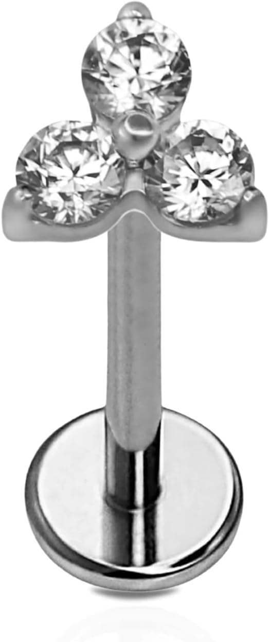 Cords Club Micro Love Triangle Flat Back Stud – ASTM-F136 Implant Grade Titanium - Push Pin Design for Sensitive Ears – Available in 18K PVD Gold Plated & Titanium Silver (Single Earring)