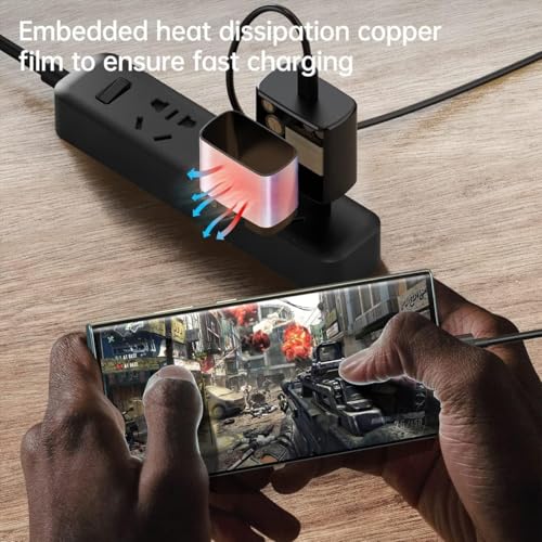 Image of Samsung Original 45W Super Fast Charger Compatible with Samsung S25 /S24 /S23 /S22 /S21 /S20 (Ultra /Plus /Fe), Note 20 /20+ /10 / Z Fold /Flip /S /A /F /M Series | Type C PD 3.0 Charger Combo,Black