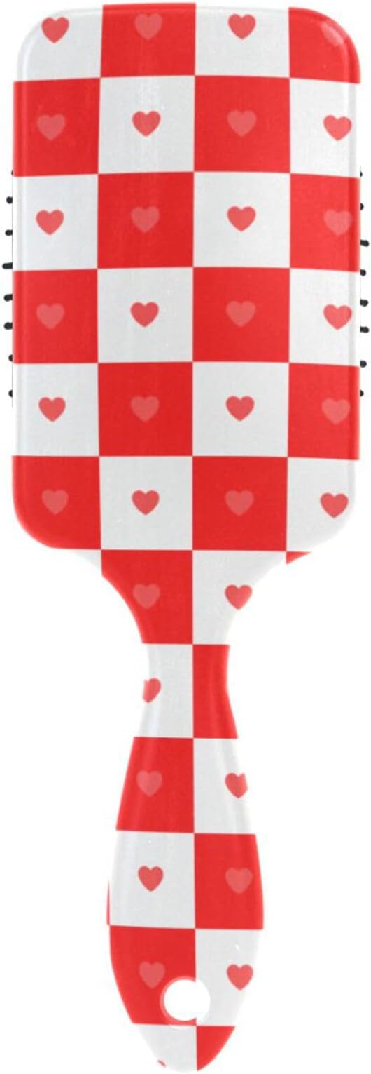 Buffalo Plaid Check Red White Heart friendly air cushion comb Designed head massager scalp for hair growth with Ergonomic handle cepillo para definir rizos