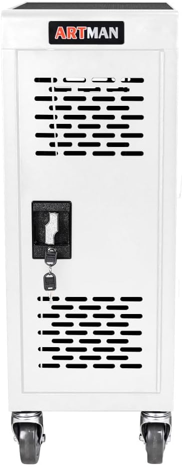 16-Compartment Removable Locking Charging Cabinet for Laptop, Chromebook-Black (White + Steel)