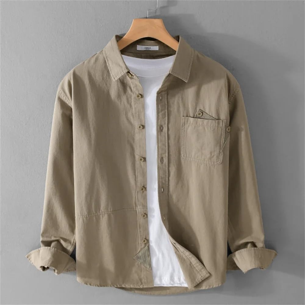 Men's Long Sleeve Shirts Men Spring Autumn Shirt Solid Tops for Men